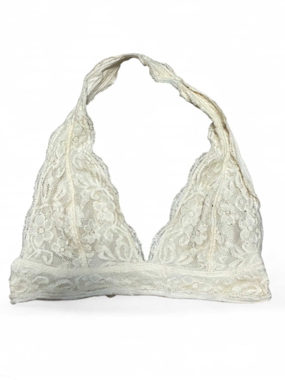 Out from Under Urban Outfitters Lace Halter Unlined Bralette in Cream